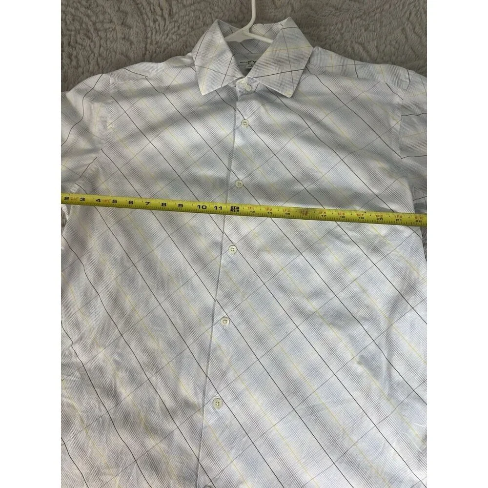 Banana Republic White Blue Pattern Collard Button Up Long Sleeve Men's Shirt L